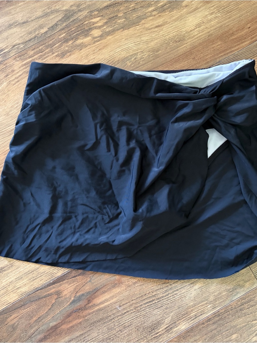 Women’s Black Twist Front Swim Skirt Bikini Bottom